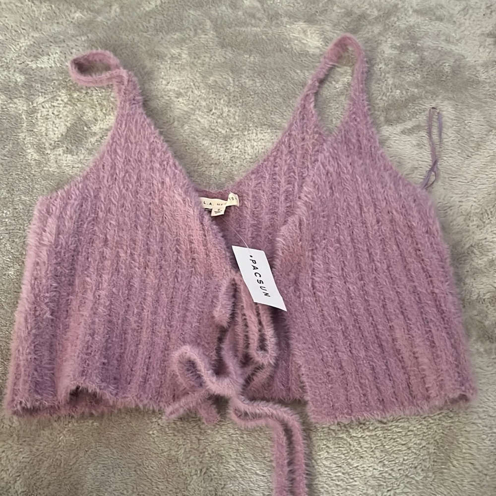 NWT Pacsun (L.A Hearts) Fuzzy Tie Tank Top - Purple